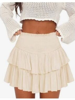 Mustard Seed Cream Ruffled Lined Mini Dress